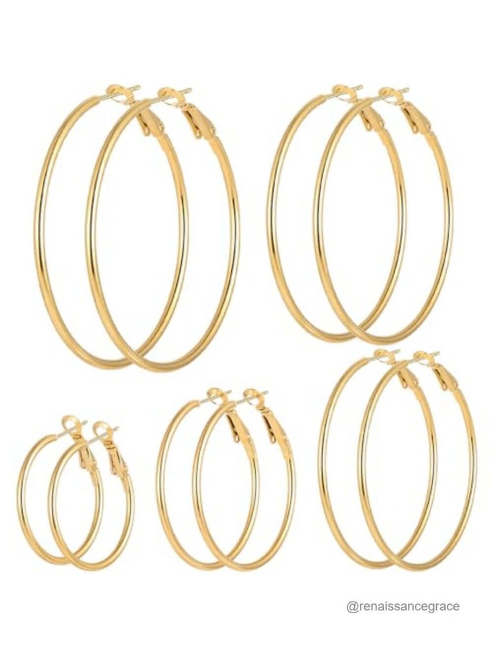 5 Pairs Gold Plated Hoop Earrings Set Hypoallergenic Stainless Steel